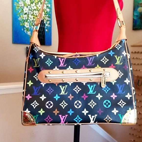 Authentic Louis Vuitton Black Multicolor Boulogne Shoulder Bag